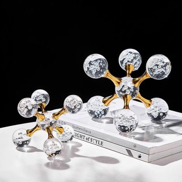 Glass & Gold Metal Ornament set