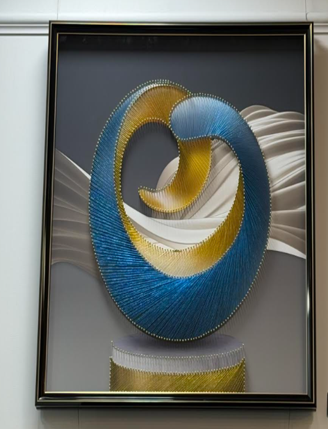 Blue and gold colored hoops Wall Art - Cavelh