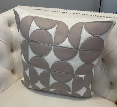 Cream and brown oval design square cushion - Cavelh