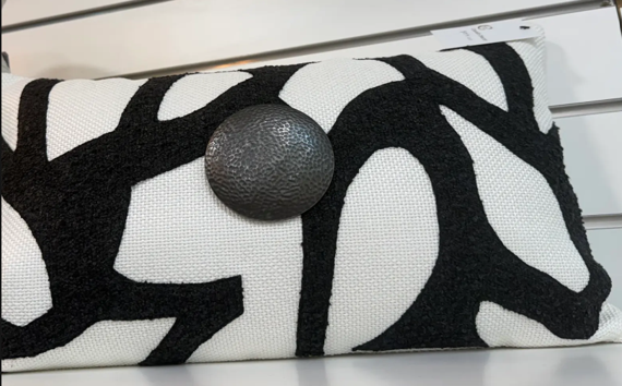 black and white and buttom design rectangular cushion - Cavelh