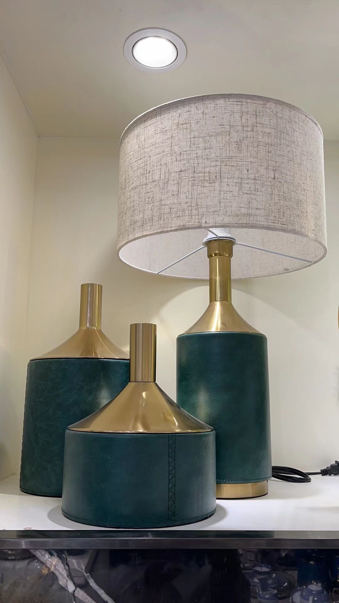 Green Leather Tall Vase