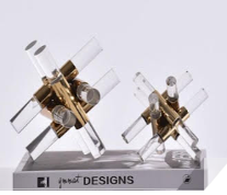 Clear and gold metal ornament set - Cavelh