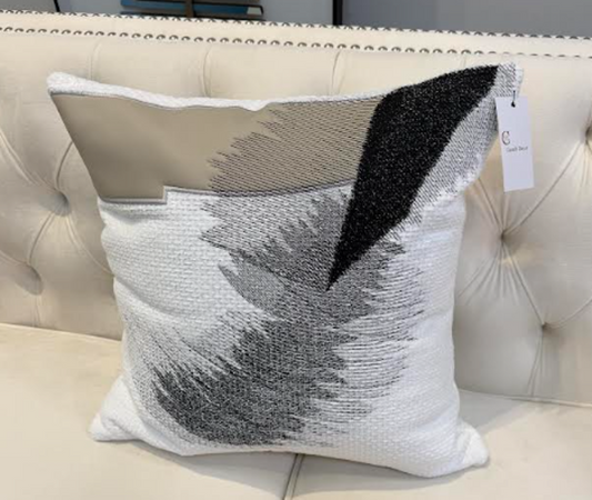 Grey,white,lack, and cream cushion - Cavelh