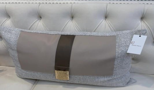 Grey and beige rectangle cushion - Cavelh