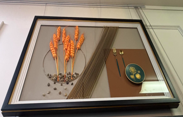 Orange wheat and table set Wall Art - Cavelh