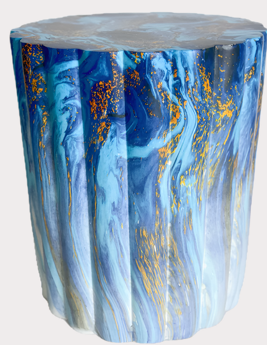 SH231506B-17 - Polyresin Watercrest Blue & Gold stool - Cavelh