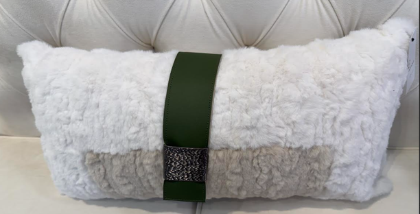 fluffy green belt rectangle cushion - Cavelh